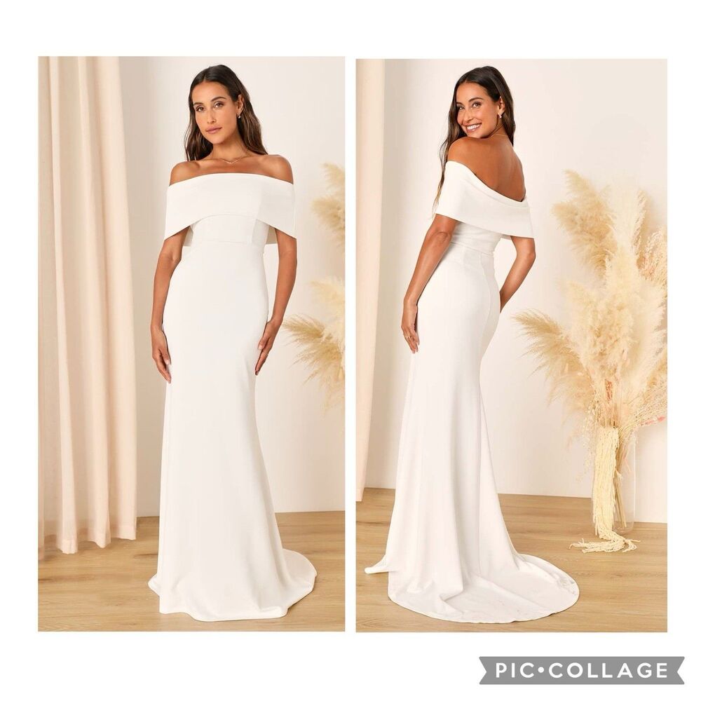 Lulus Exceptional Romance White Off-the-Shoulder Mermaid Maxi Dress Size XL NWT - Picture 10 of 10
